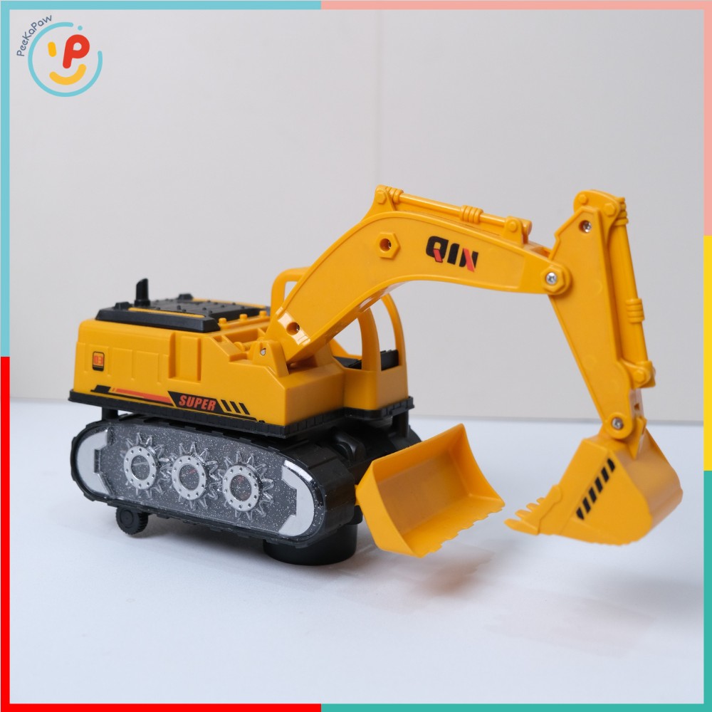 Xe Xúc Công Trình Chạy Pin 6290 Có Đèn Âm Thanh Cần Cẩu Nâng Hạ PeeKaPaw Toys