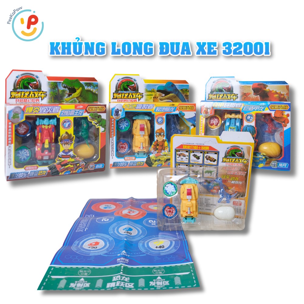 Đồ Chơi Khủng Long Đua Xe 32001 Kèm Bản Đồ Đua PeeKaPaw Toys