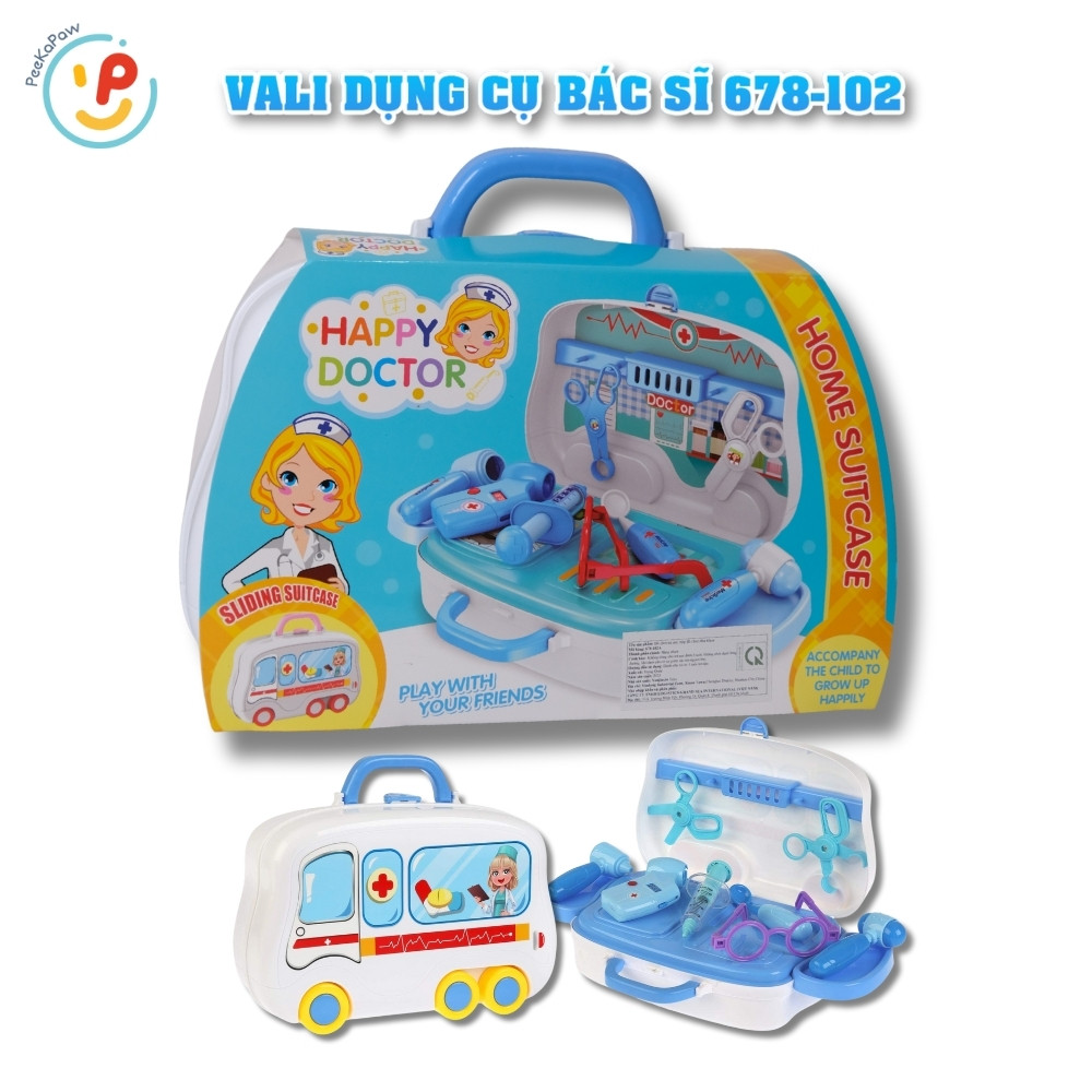 Vali đồ chơi bác sĩ 678-102 có bánh xe đồ chơi nhập vai PeeKaPaw Toys