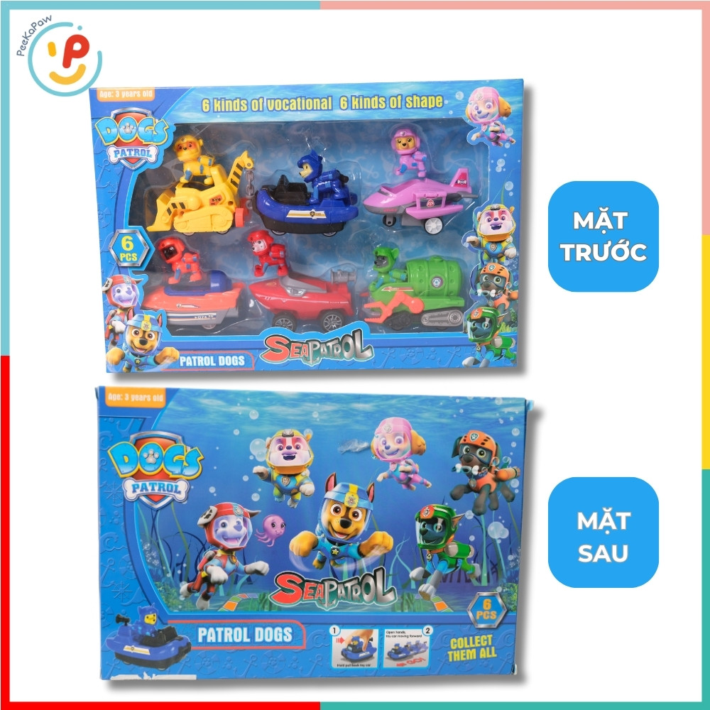 Đồ Chơi Xe Chó Cứu Hộ Chạy Trớn Sea Patrol 6 Chiếc GS26 PeeKaPaw Toys