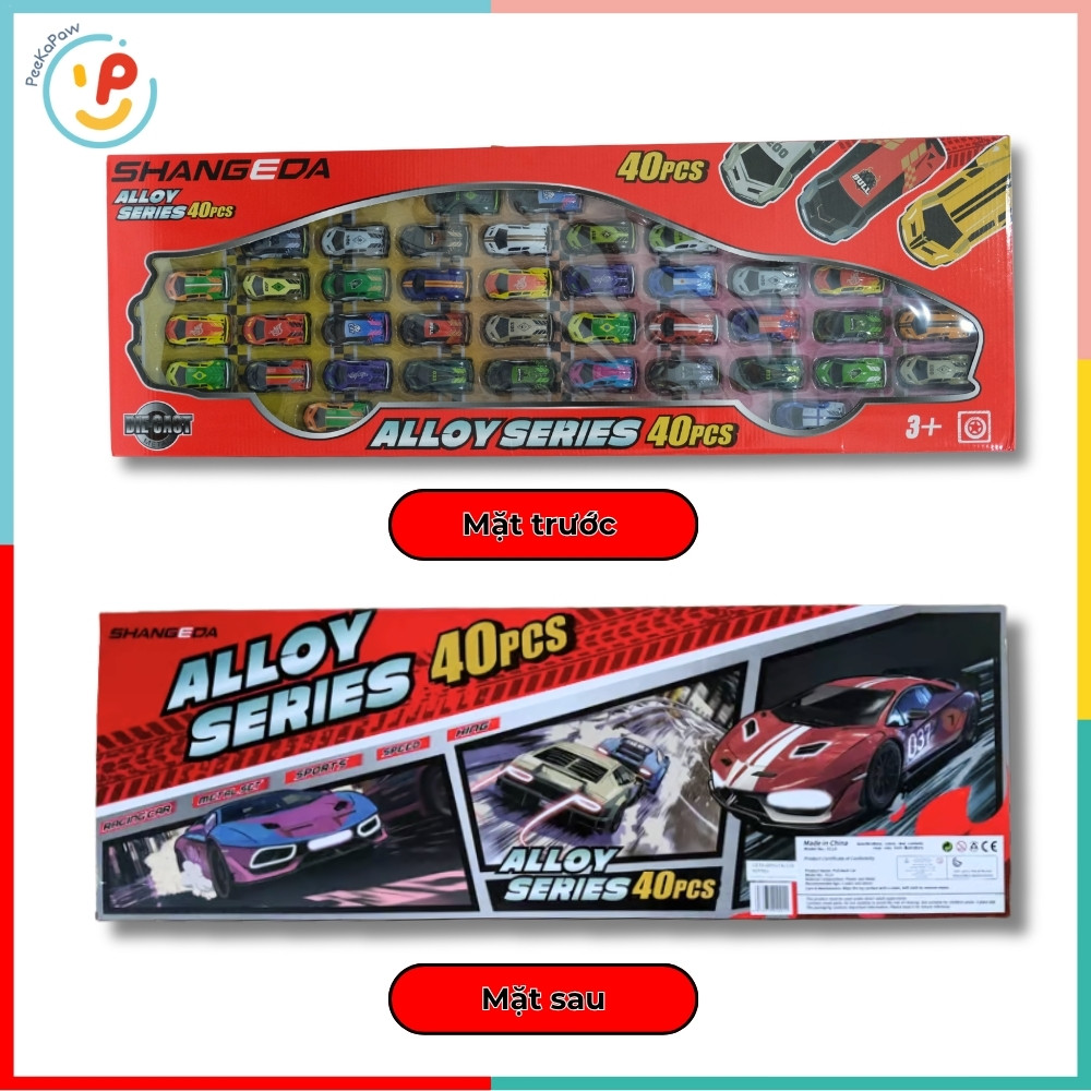Hộp 40 Xe Ô Tô Mini Chạy Trớn Mẫu 911 Nhiều Màu Kiểu Thể Thao Cho Bé PeeKaPaw Toys