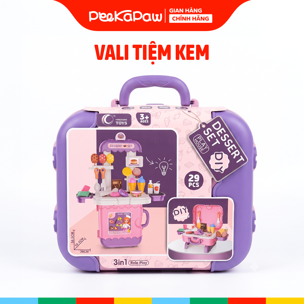 Vali đồ chơi tiệm kem và bánh ngọt 29 chi tiết 0412-11A PeeKaPaw Toys