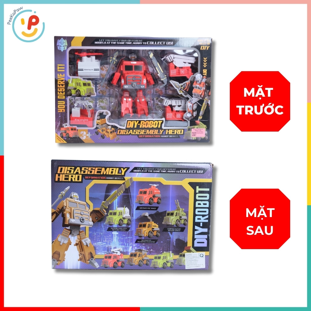 Robot Biến Hình Xe Cứu Hoả 606-C79 Đồ Chơi Lắp Ráp PeeKaPaw Toys