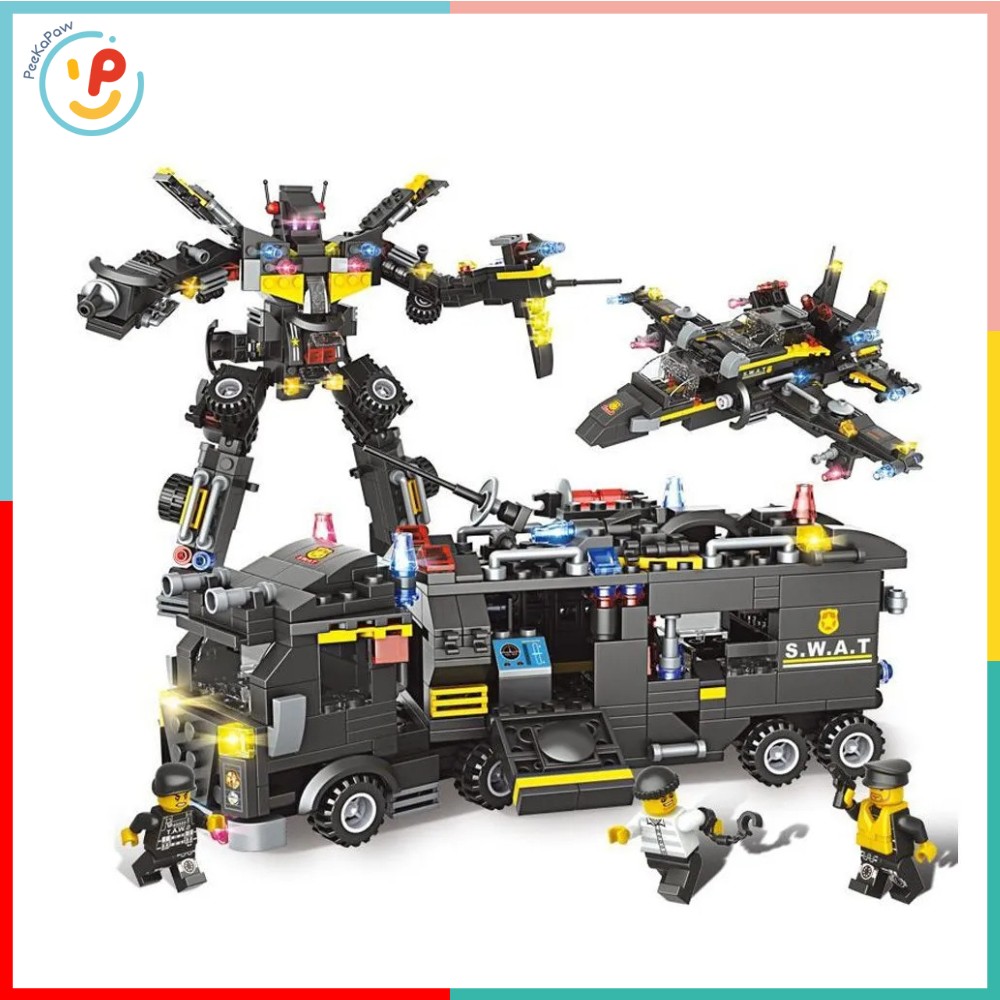 Bộ Lắp Ráp City SWAT Super Police LX.A394 554 Mảnh 8in1 Kèm 3 Nhân Vật – PeeKaPaw Toys