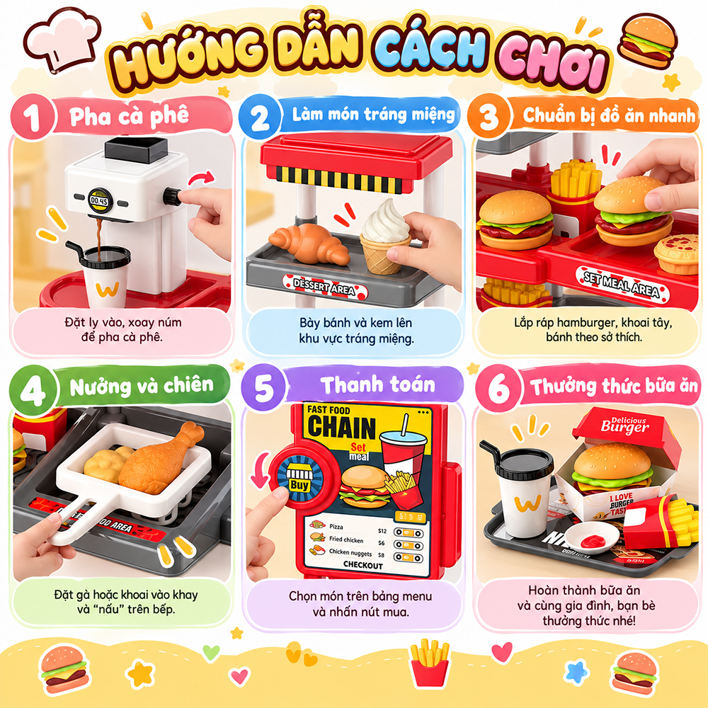 Đồ chơi cửa hàng thức ăn nhanh máy cafe dùng pin có âm thanh 668-140 PeeKaPaw Toys