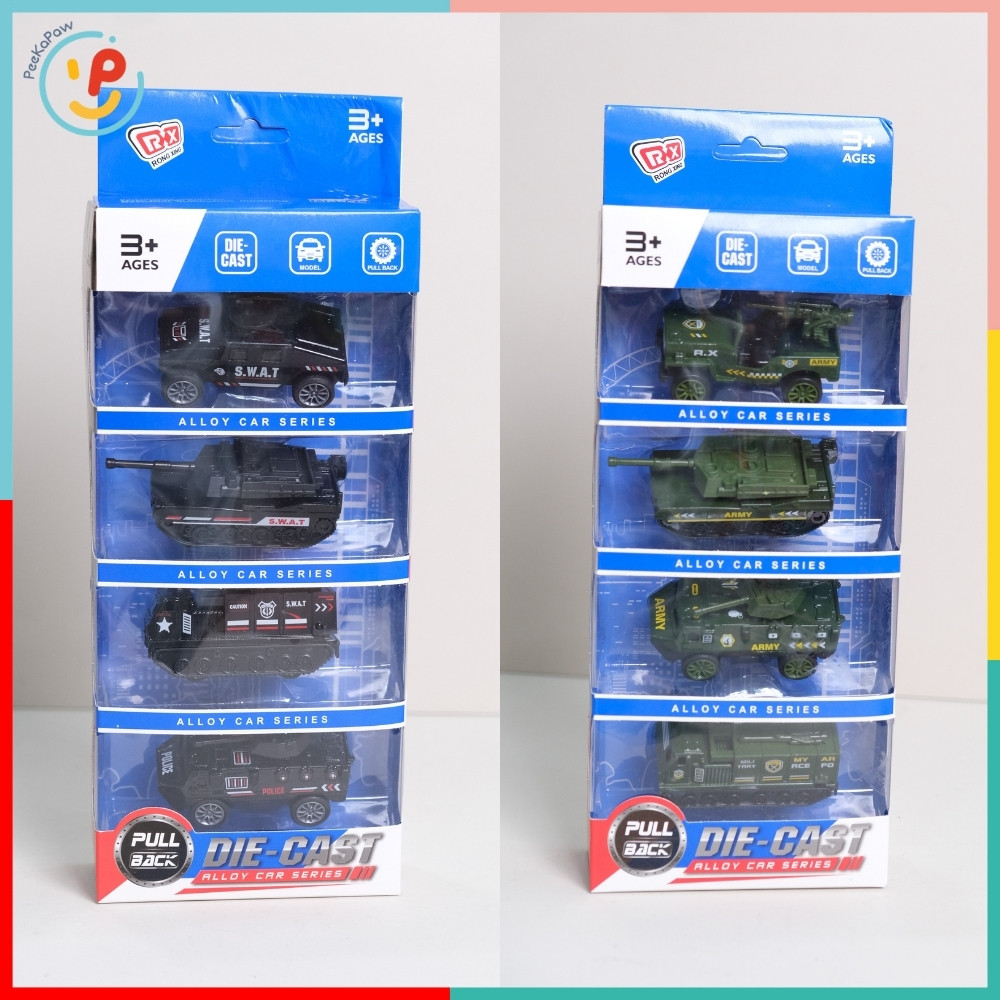 Hộp 4 Xe Tăng Kim Loại Chạy Trớn 52259 PeeKaPaw Toys