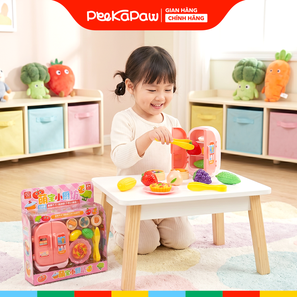 Vỉ Đồ Chơi Nhà Bếp Dimsum Rau Củ Có Tủ Lạnh Mini 1618-97 PeeKaPaw Toys