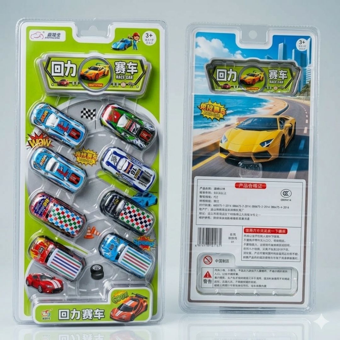 Vỉ 8 chiếc xe đua chạy đà trớn siêu tốc cho bé 922 PeeKaPaw Toys