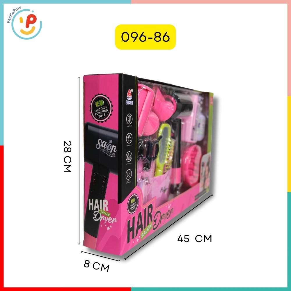 Đồ chơi máy sấy tóc dùng pin cho bé Hair Salon kéo lược phụ kiện làm tóc 096 PeeKaPaw Toys