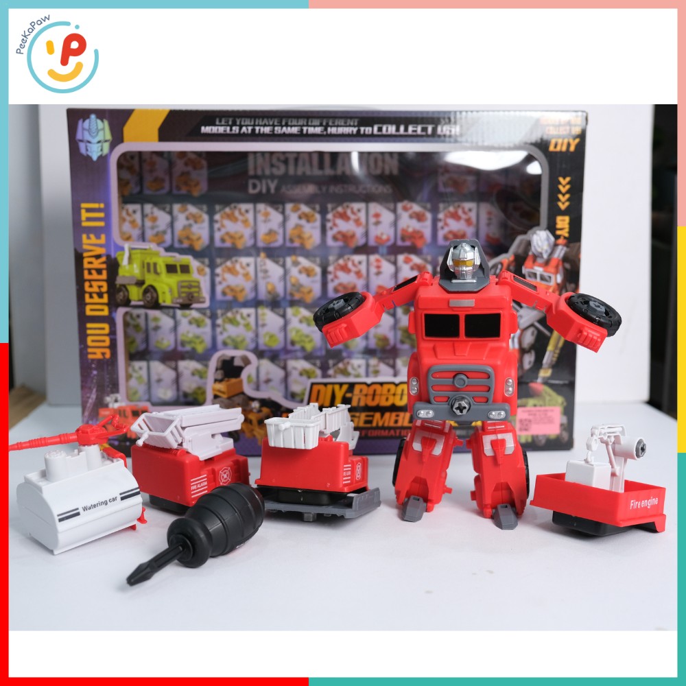 Robot Biến Hình Xe Cứu Hoả 606-C79 Đồ Chơi Lắp Ráp PeeKaPaw Toys