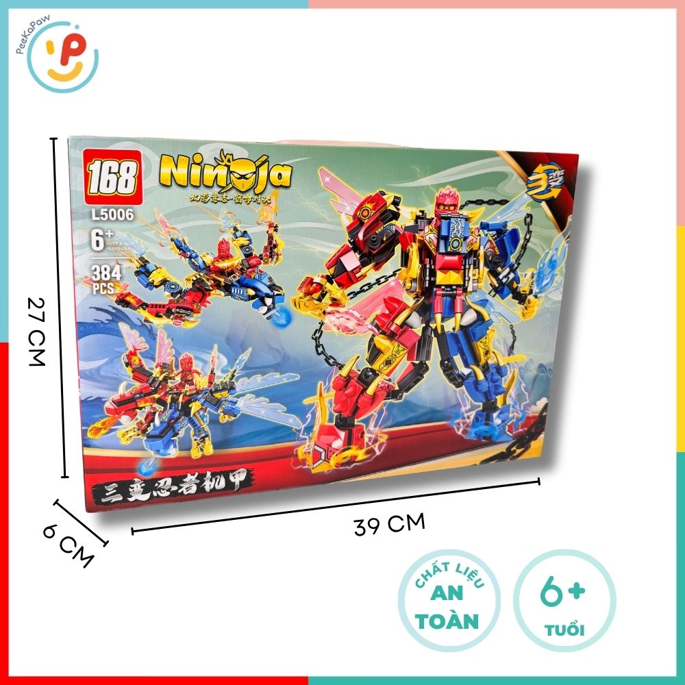 Đồ chơi lắp ráp robot Ninja 3 trong 1 384 chi tiết L5006 PeeKaPaw Toys