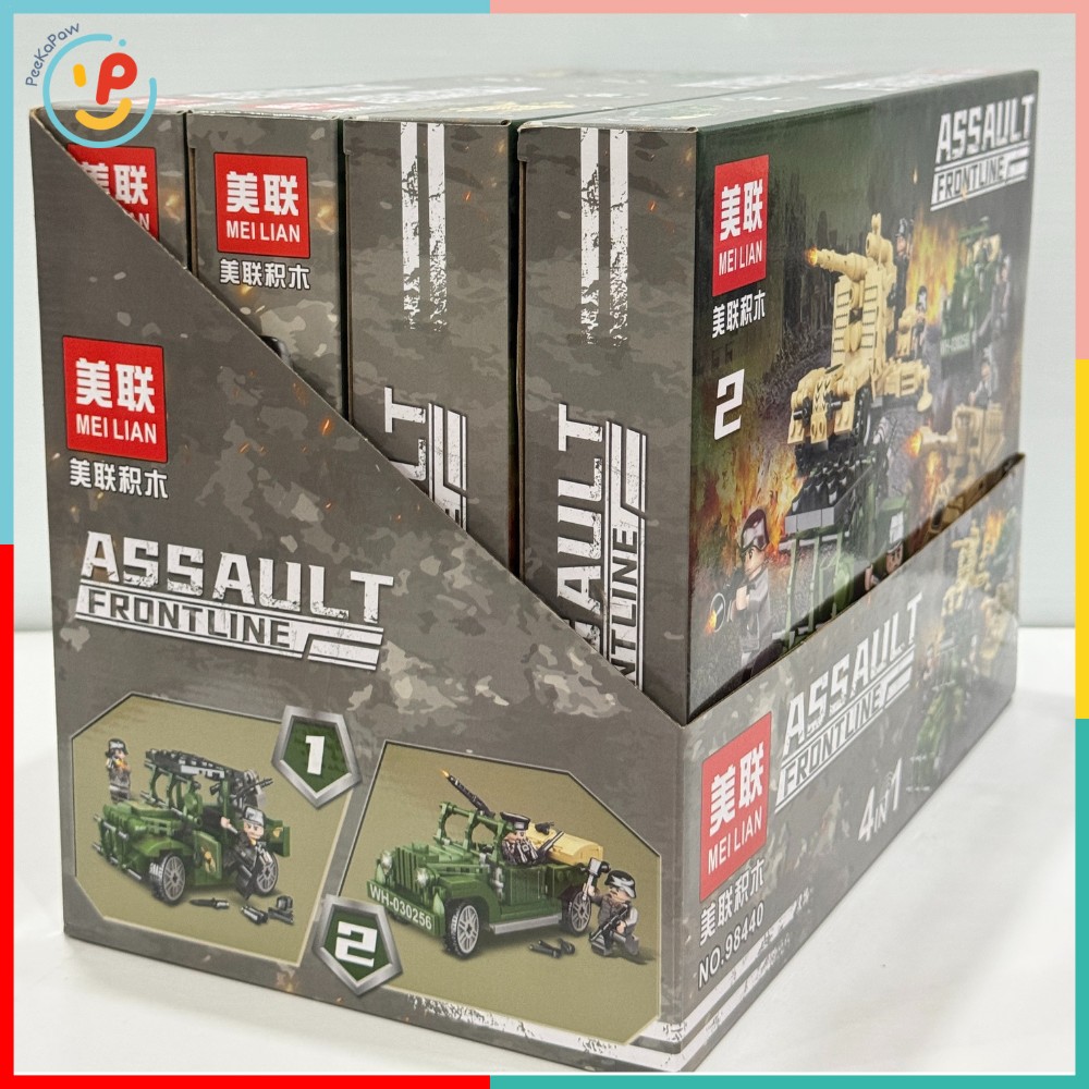 Đồ chơi lắp ráp 4 trong 1 xe tăng xe jeep quân đội Assault Frontline 98440 – PeeKaPaw Toys