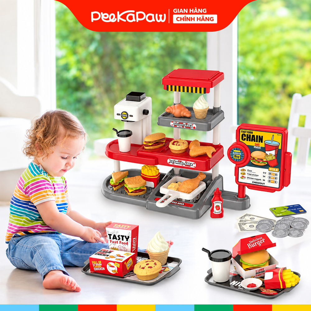 Đồ chơi cửa hàng thức ăn nhanh máy cafe dùng pin có âm thanh 668-140 PeeKaPaw Toys
