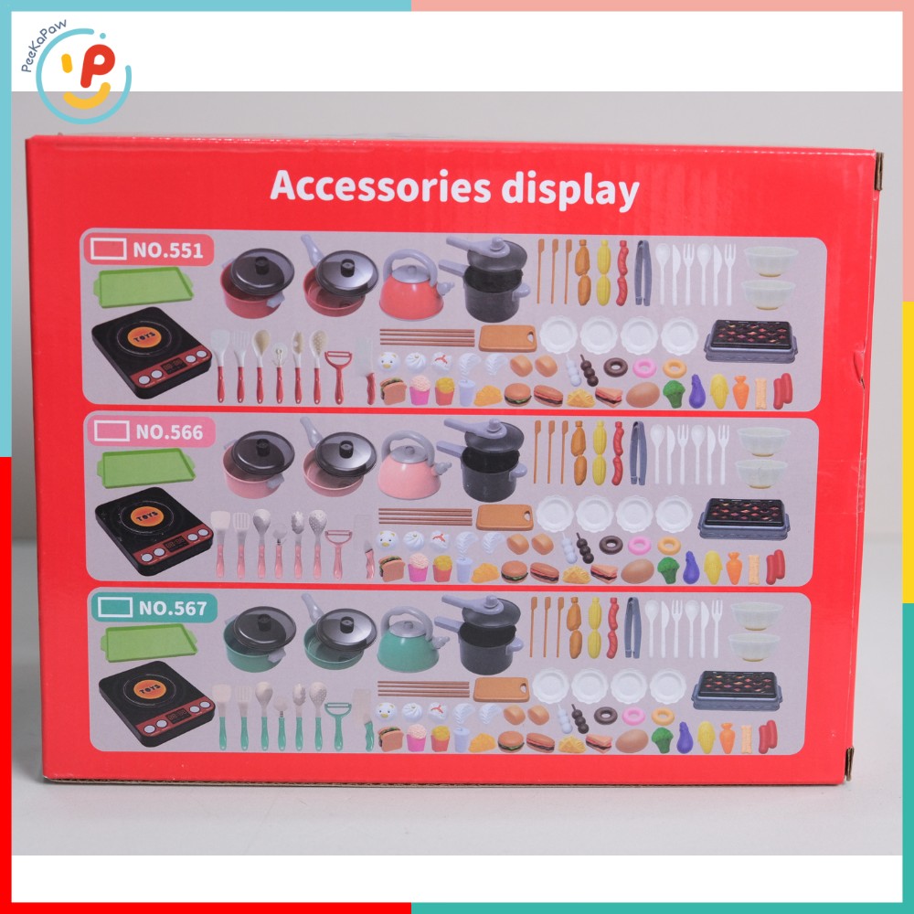 Đồ chơi nấu ăn nhà bếp cho bé 69 chi tiết bếp từ dùng pin có âm thanh 567 PeeKaPaw Toys