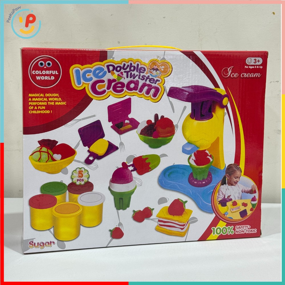 Đất sét đồ chơi máy làm kem DIY bộ nặn đất sét nhiều màu an toàn PeeKaPaw Toys