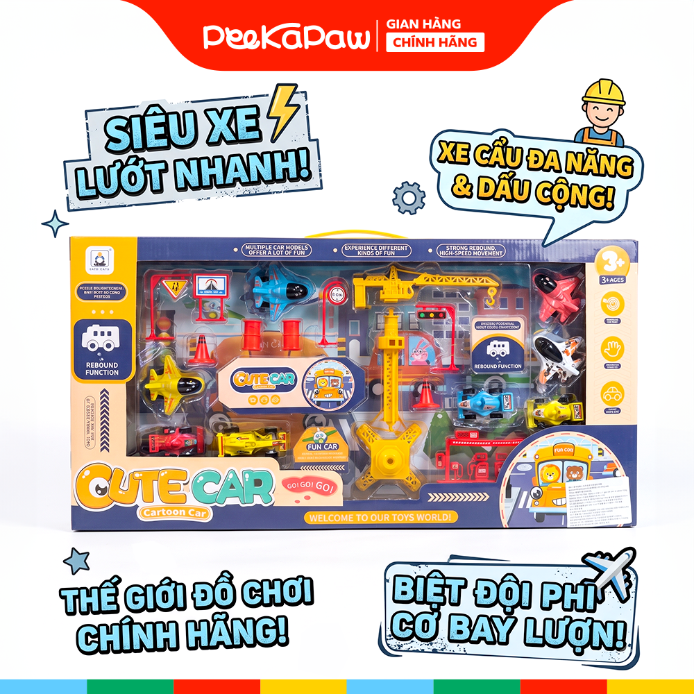 Hộp đồ chơi mô hình thành phố xe đua máy bay 134-16 PeeKaPaw Toys