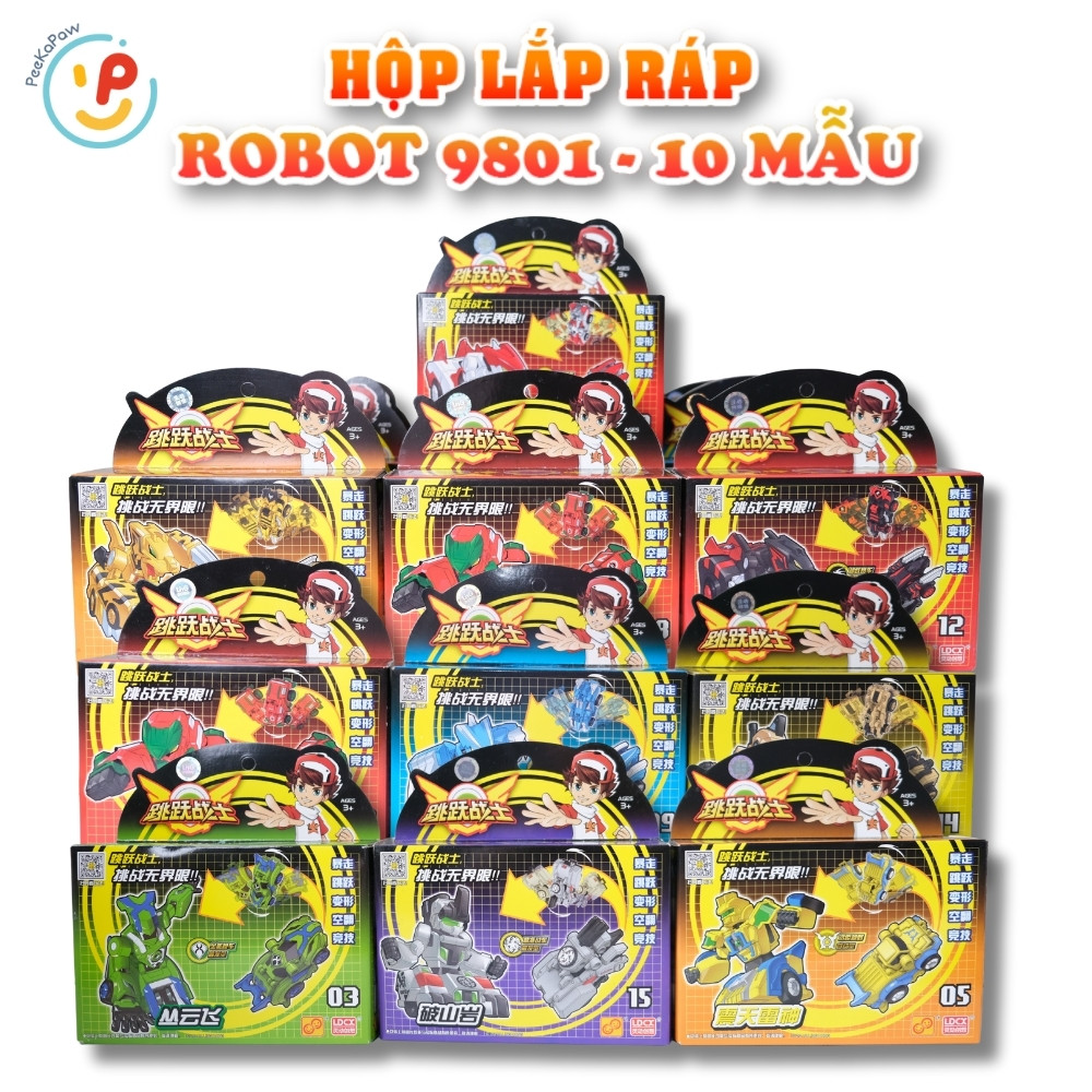 Hộp lắp ráp robot biến hình xe 10 mẫu 9801 PeeKaPaw Toys