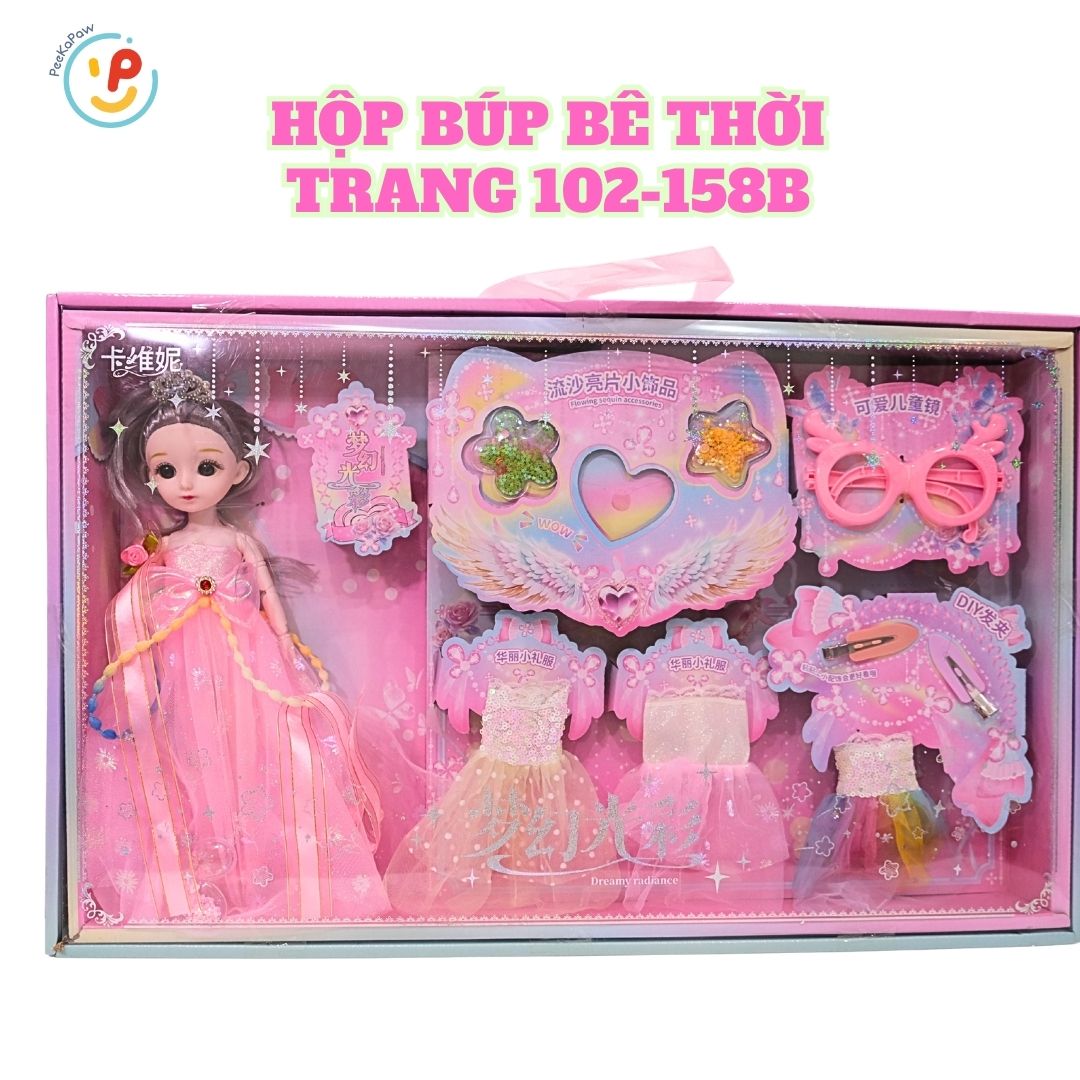 Búp bê công chúa thời trang và phụ kiện váy xinh đẹp 102-158B PeeKaPaw Toys
