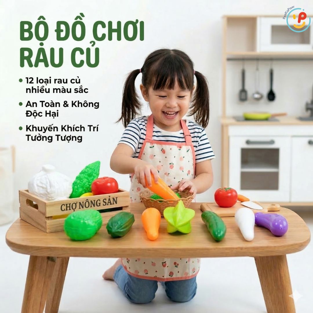 Bộ đồ chơi nhà bếp các loại rau củ quả hàng Việt Nam HT01 PeeKaPaw Toys