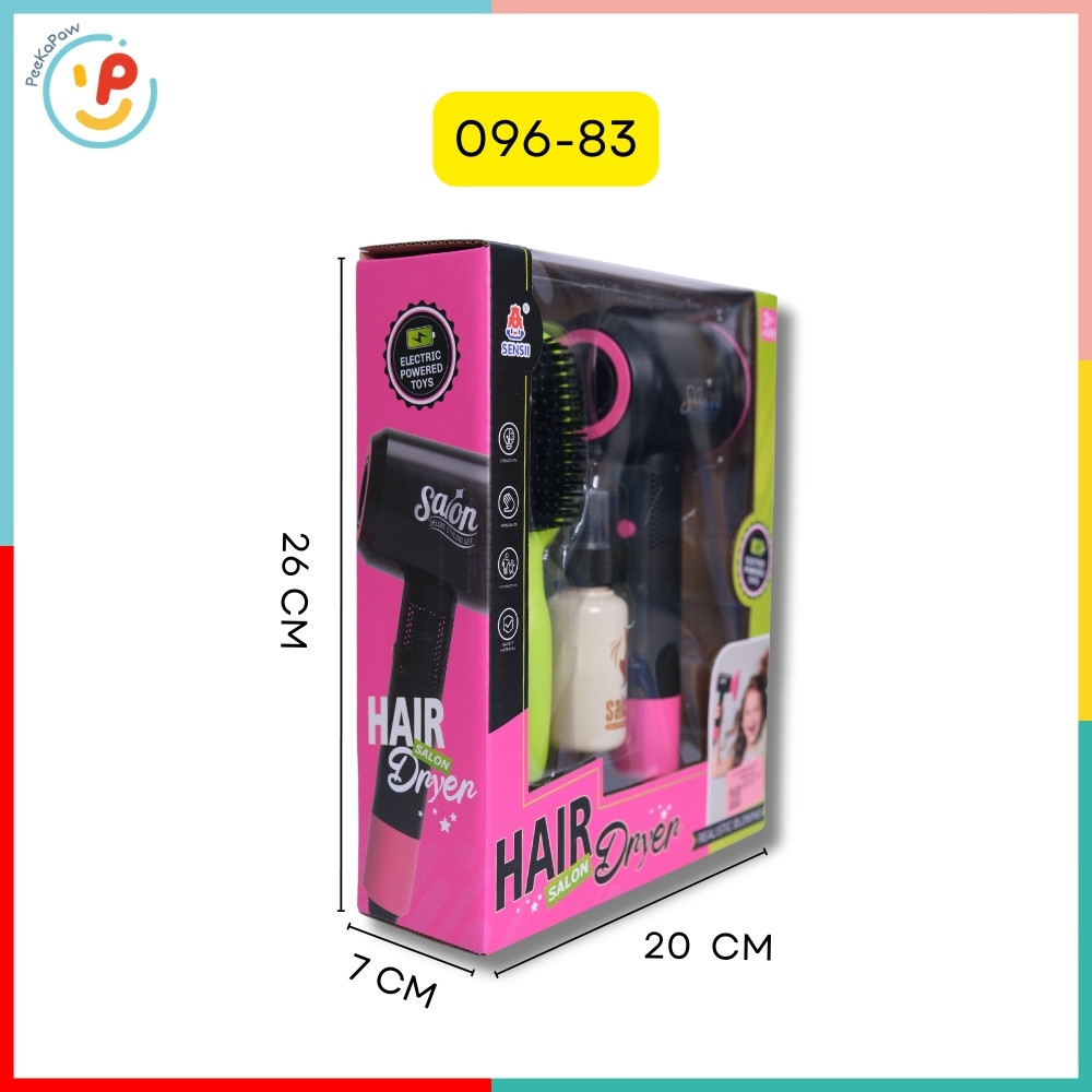 Đồ chơi máy sấy tóc dùng pin cho bé Hair Salon kéo lược phụ kiện làm tóc 096 PeeKaPaw Toys