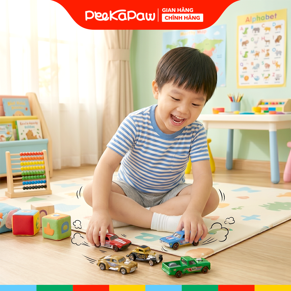 Hộp 5 chiếc xe cổ mô hình mini nhiều mẫu cho bé sưu tầm PeeKaPaw Toys