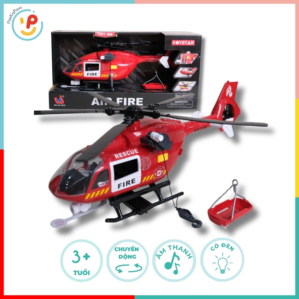 Máy bay trực thăng cứu hỏa ToyStar 666-51Q có đèn âm thanh PeeKaPaw Toys
