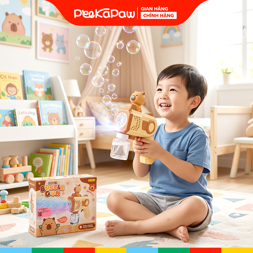 Máy Thổi Bong Bóng Tự Động Có Đèn LED Nhiều Mẫu PeeKaPaw Toys