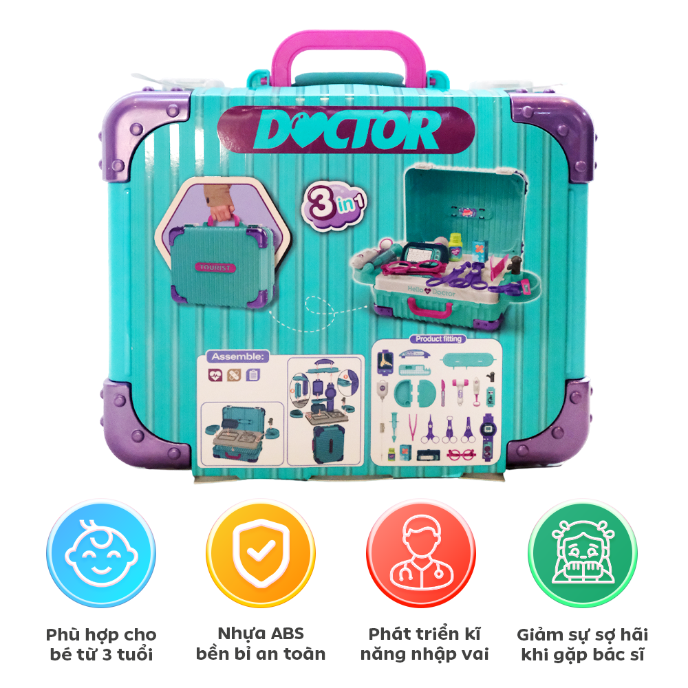 Vali đồ chơi dụng cụ bác sĩ dựng trạm khám di động 008-305A PeeKaPaw Toys