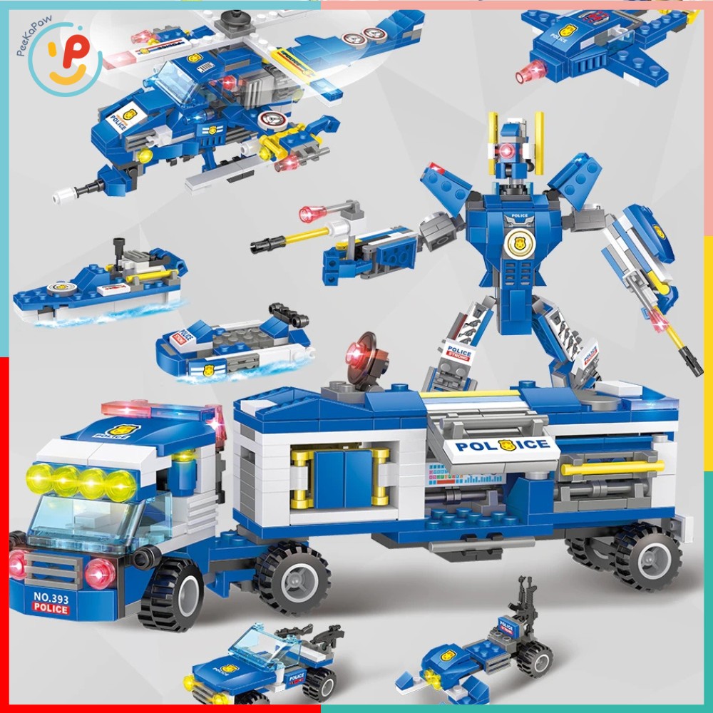 Bộ Lắp Ráp City Police Super Robocop LX A393 8in1 443 Mảnh PeeKaPaw Toys