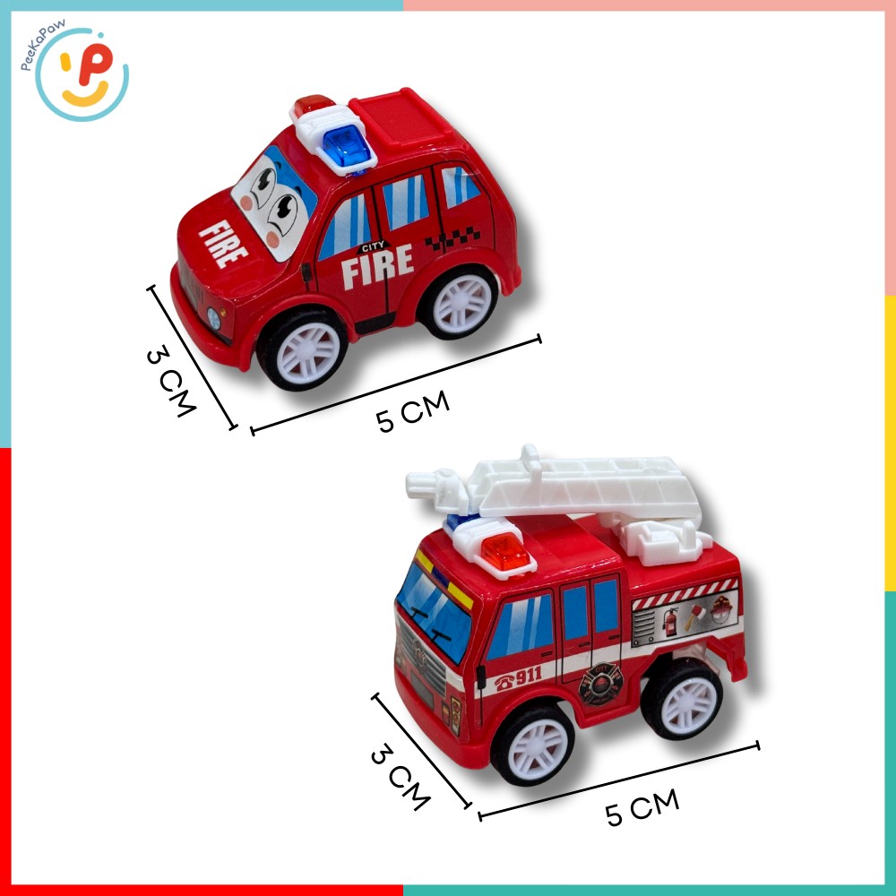 Xe cứu hoả xe cảnh sát mini chạy trớn 5cm PeeKaPaw Toys