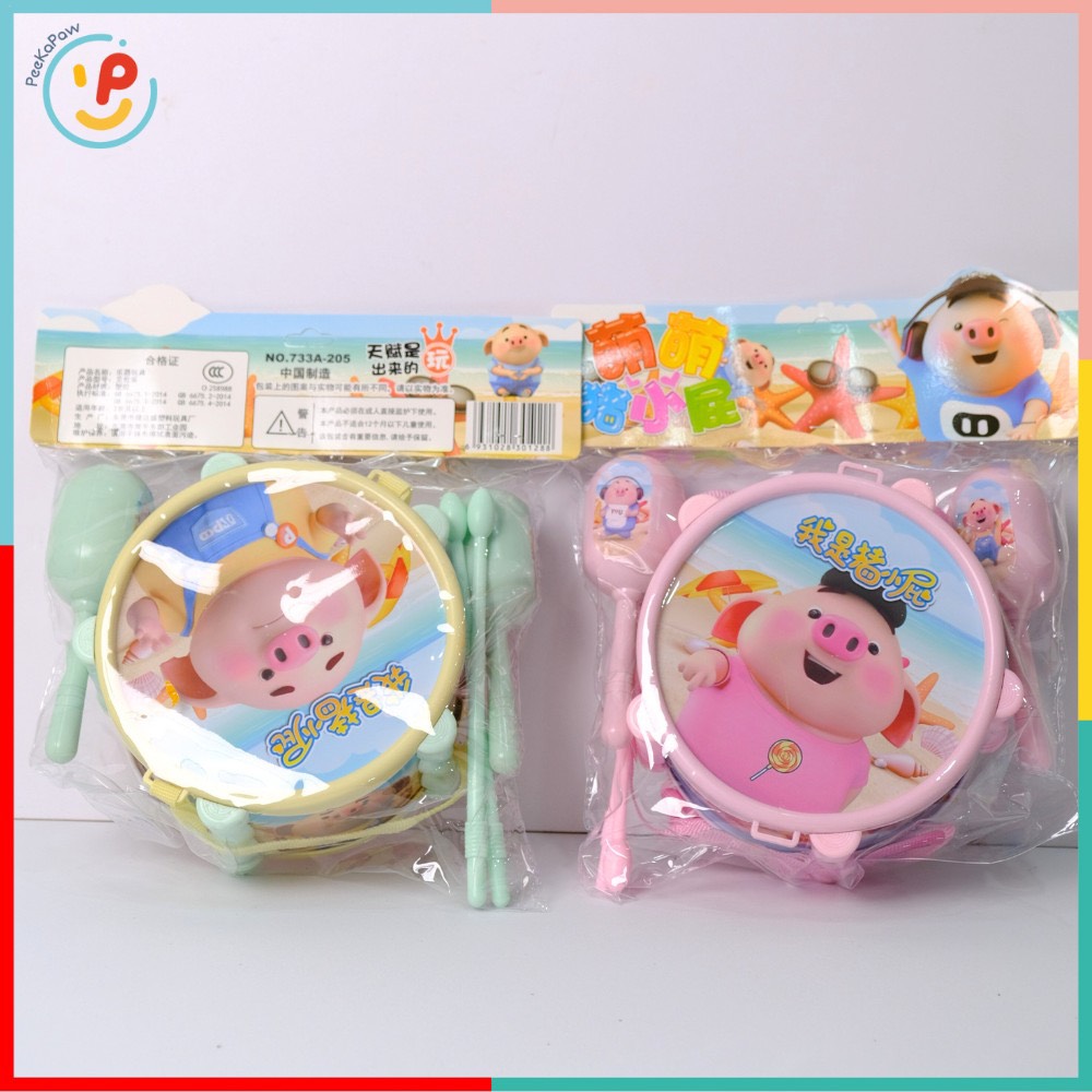 Đồ chơi trống mini có lục lạc cho bé 733A205 PeeKaPaw Toys