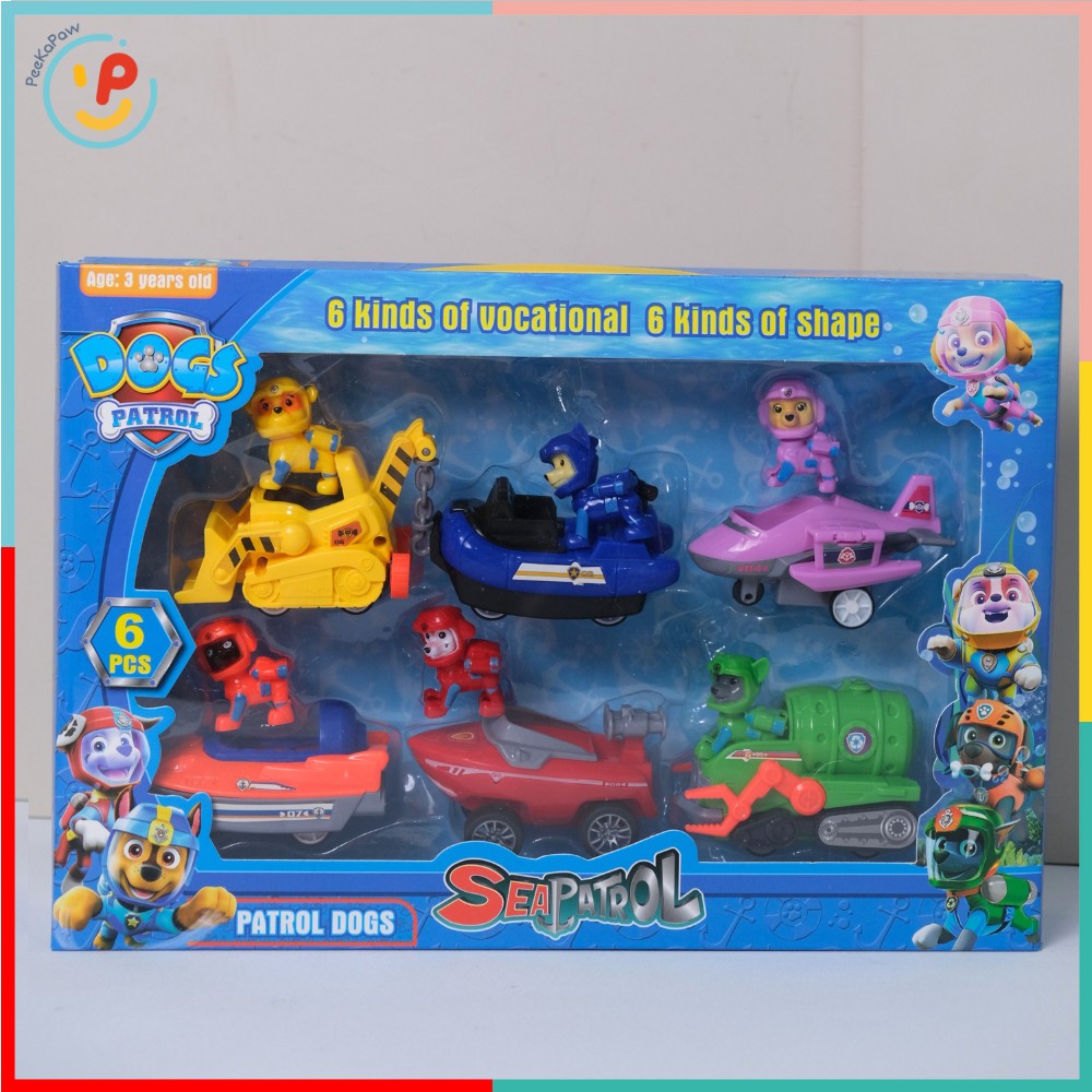 Đồ Chơi Xe Chó Cứu Hộ Chạy Trớn Sea Patrol 6 Chiếc GS26 PeeKaPaw Toys