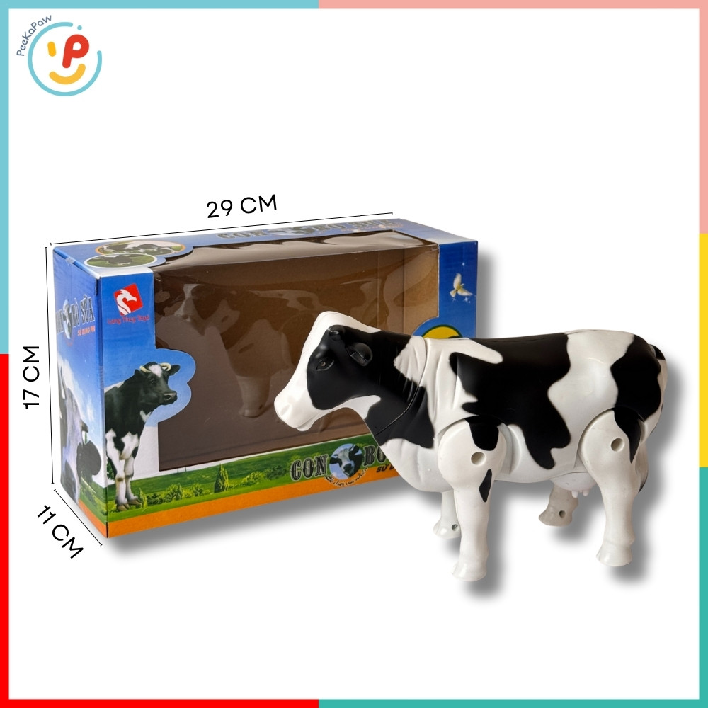Mô hình bò sữa đồ chơi có đèn và âm thanh hàng Việt Nam PeeKaPaw Toys