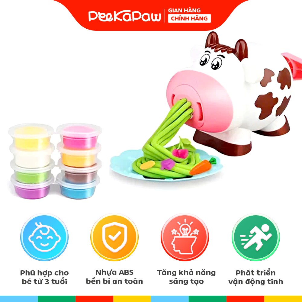 Đồ chơi Đất sét khuôn nặn Bò sữa cán sợi mì 666-7 PeeKaPaw Toys