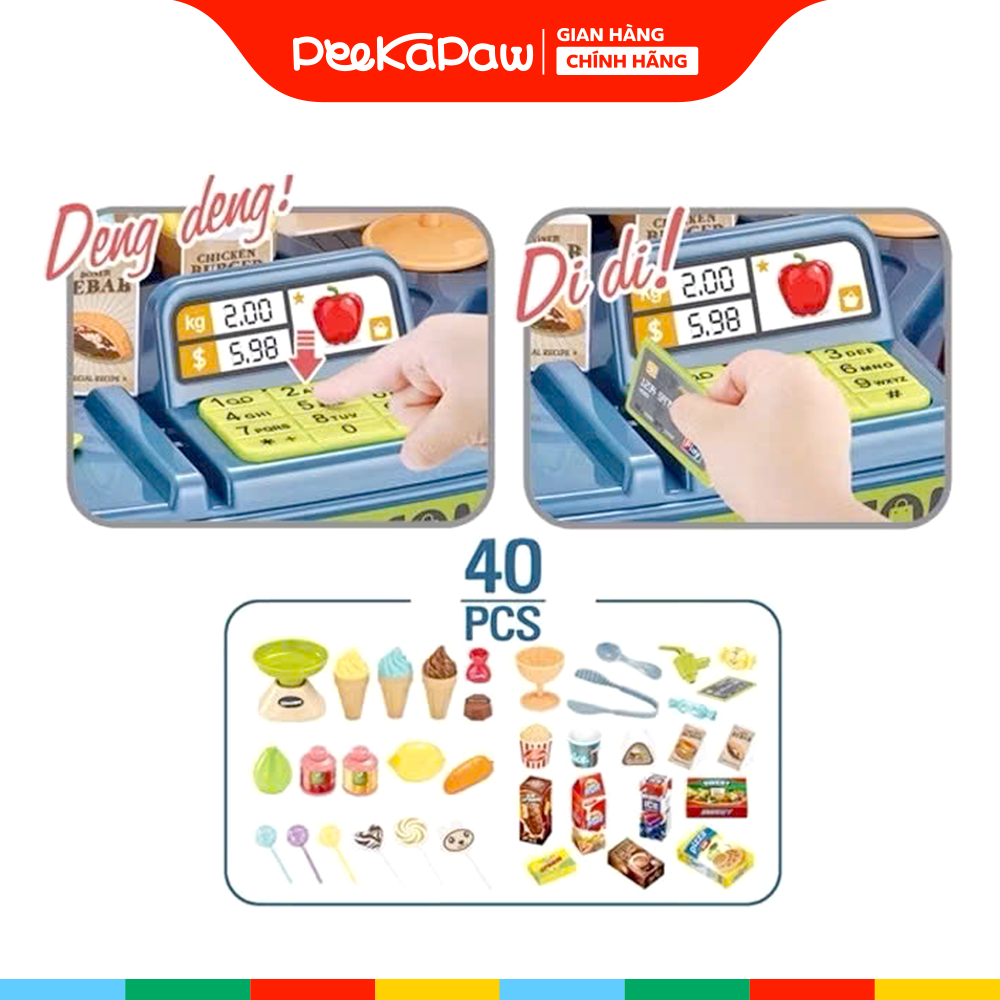 Hộp đồ chơi kệ siêu thị và xe đẩy 50cm 40 chi tiết 668-83 PeeKaPaw Toys