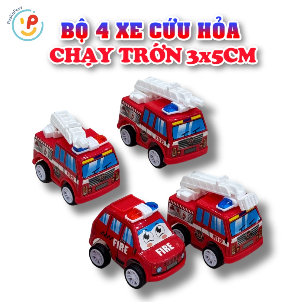 Xe cứu hoả xe cảnh sát mini chạy trớn 5cm PeeKaPaw Toys