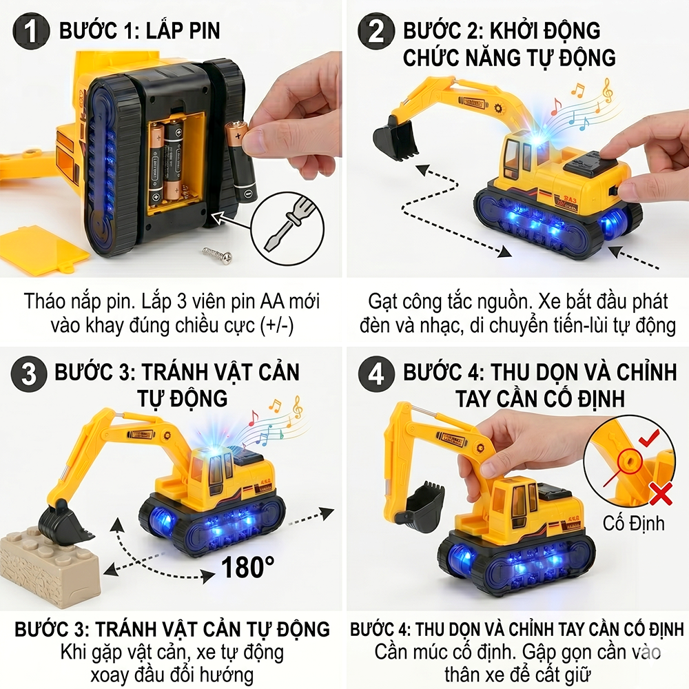 Xe công trình chạy pin 833-45 có đèn âm thanh PeeKaPaw Toys