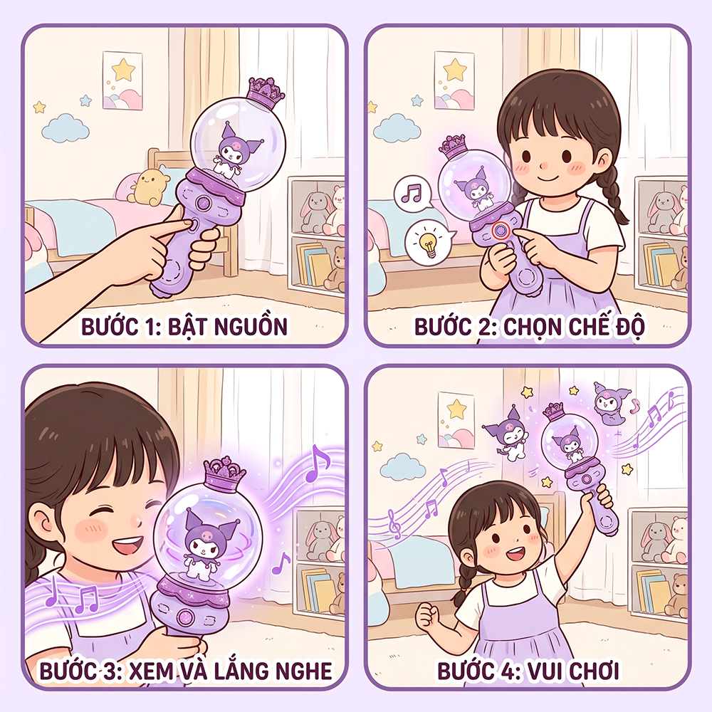 Gậy phép thuật Kuromi tím có đèn và nhạc cho bé 839M-2 PeeKaPaw Toys