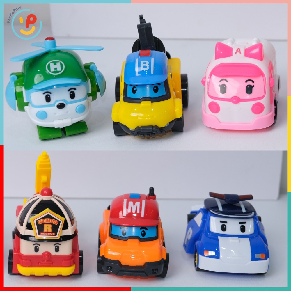 Bộ 6 Xe Robot Biến Hình Robocar Poli 2in1 335 PeeKaPaw Toys