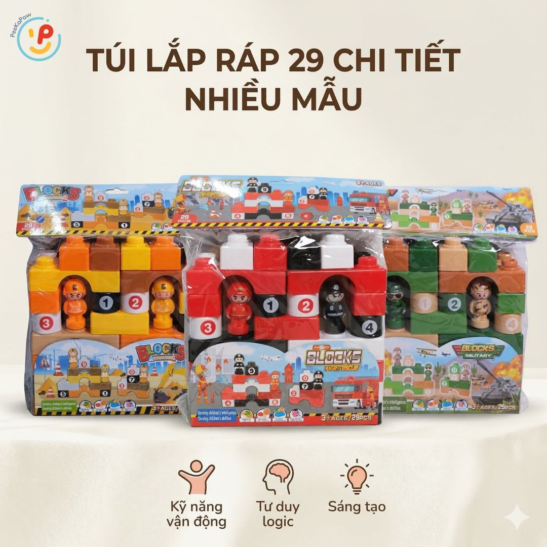 Đồ Chơi Lắp Ráp Khối Xếp Hình 29 Chi Tiết 2 nhân vật