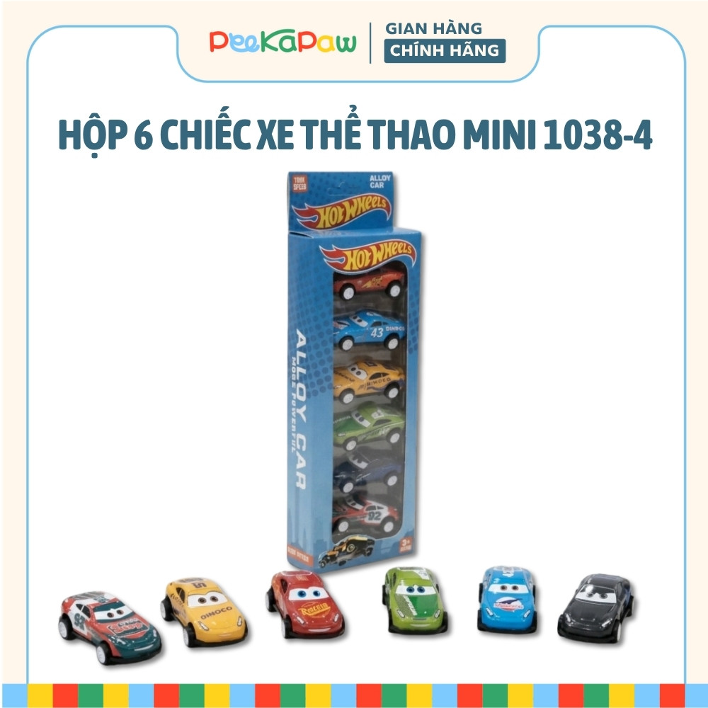 Hộp 6 Xe Thể Thao Mini Chạy Đà Trớn 1038-4 PeeKaPaw Toys
