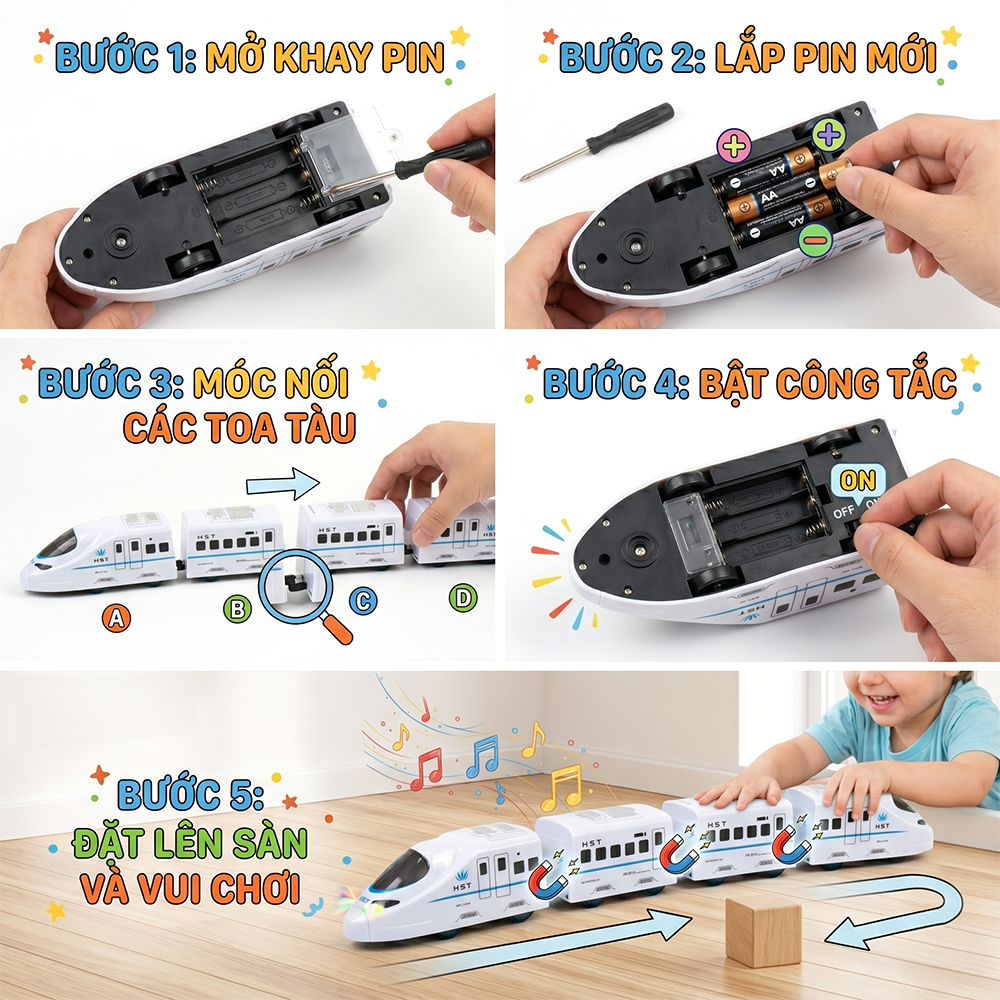 Tàu cao tốc chạy pin có đèn nhạc 67cm 019 PeeKaPaw Toys