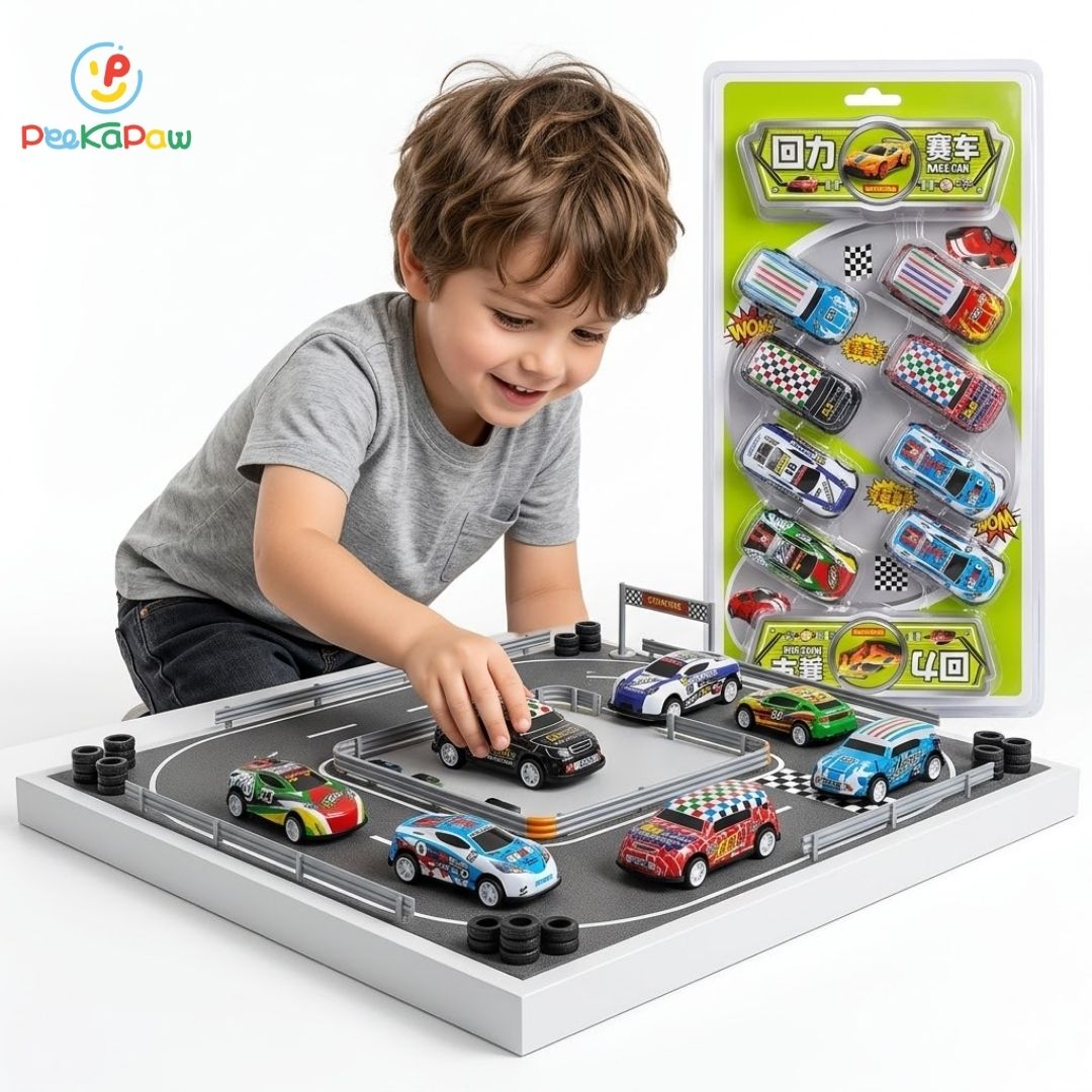 Vỉ 8 chiếc xe đua chạy đà trớn siêu tốc cho bé 922 PeeKaPaw Toys