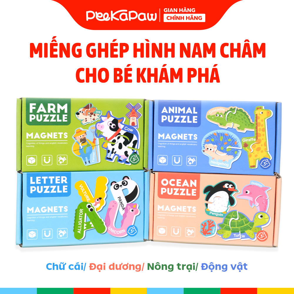 Bộ ghép hình nam châm theo chủ đề khám phá đồ chơi giáo dục sớm PeeKaPaw Toys