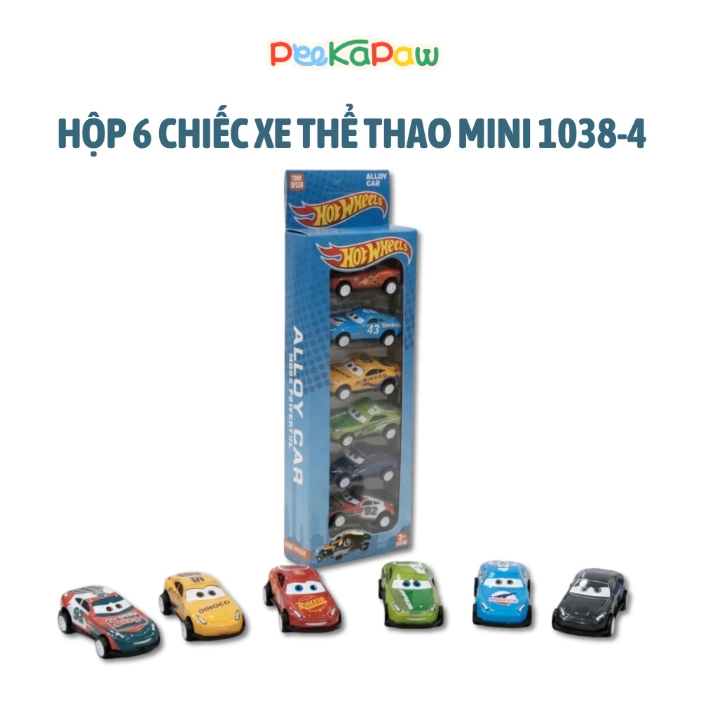 Hộp 6 Xe Thể Thao Mini Chạy Đà Trớn 1038-4 PeeKaPaw Toys