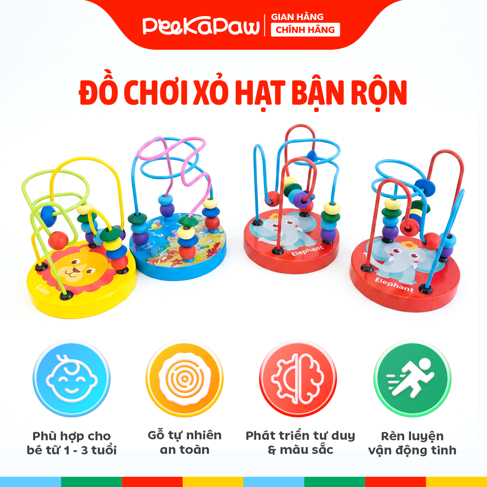 Đồ chơi bảng gỗ xỏ hạt bận rộn mini cho bé 12cm PeeKaPaw Toys