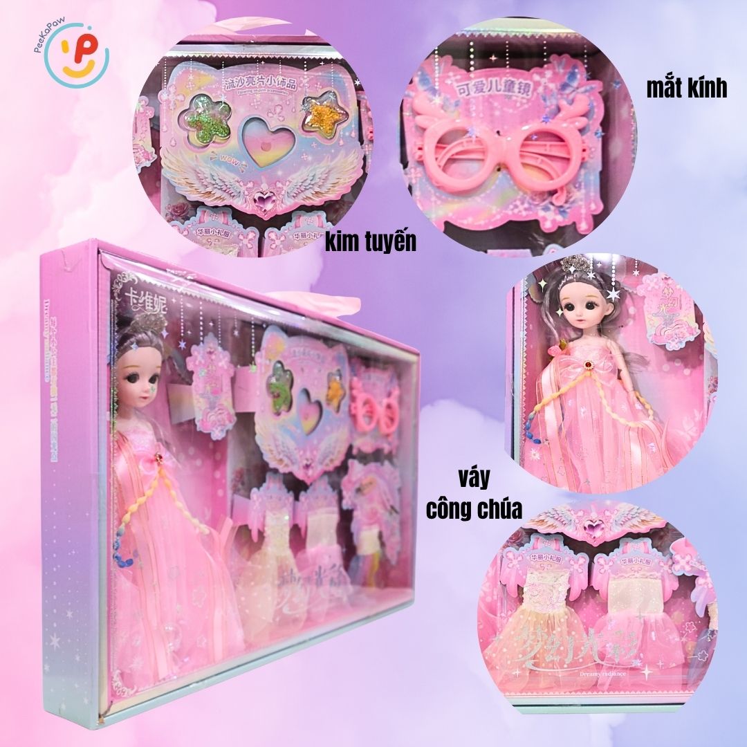 Búp bê công chúa thời trang và phụ kiện váy xinh đẹp 102-158B PeeKaPaw Toys