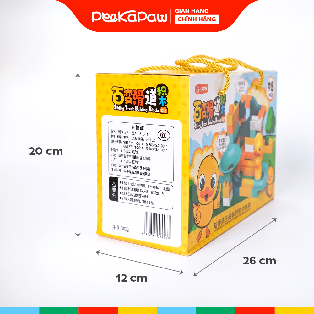 Hộp lắp ráp có cầu trượt vịt vàng 98 chi tiết 899-11 PeeKaPaw Toys