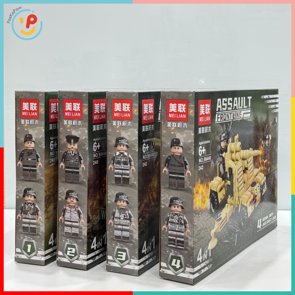Đồ chơi lắp ráp 4 trong 1 xe tăng xe jeep quân đội Assault Frontline 98440 – PeeKaPaw Toys