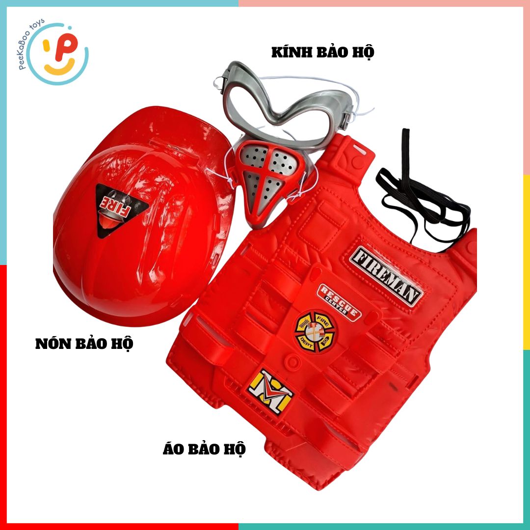Bộ đồ chơi dụng cụ lính cứu hoả có áo bảo hộ cho bé 326-F10 PeeKaPaw Toys